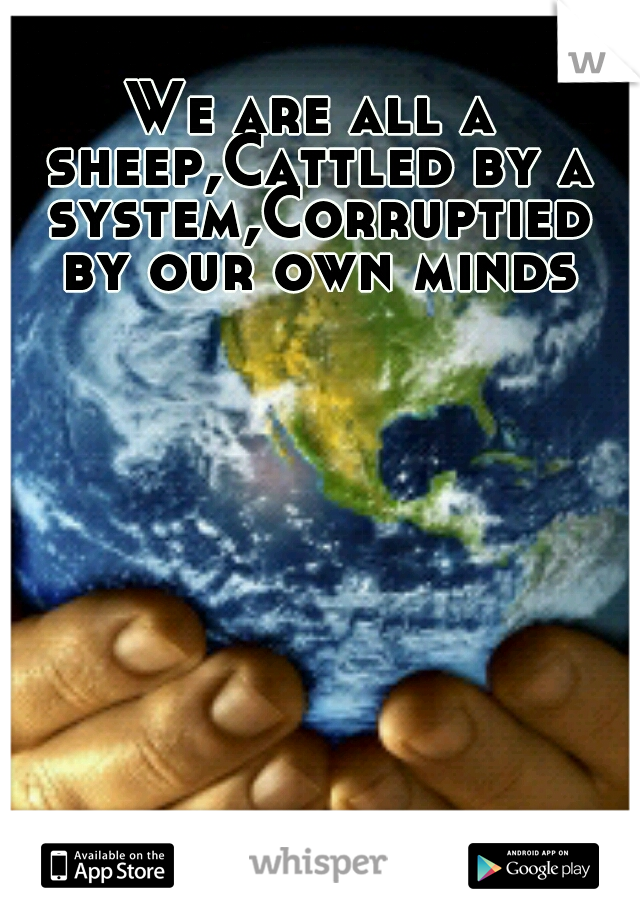 We are all a sheep,Cattled by a system,Corruptied by our own minds