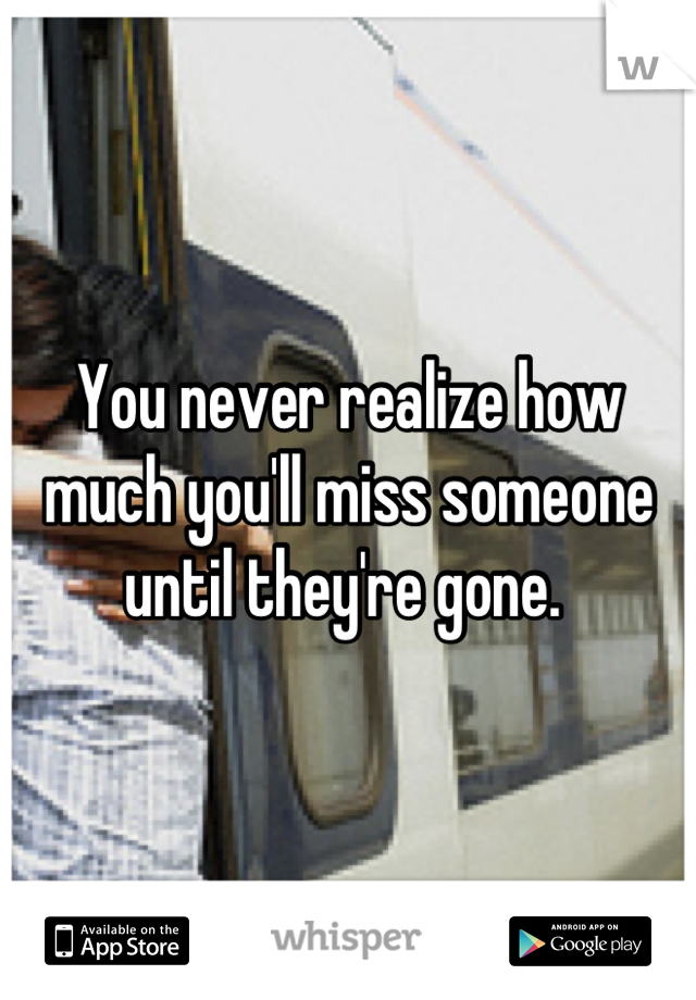 You never realize how much you'll miss someone until they're gone. 