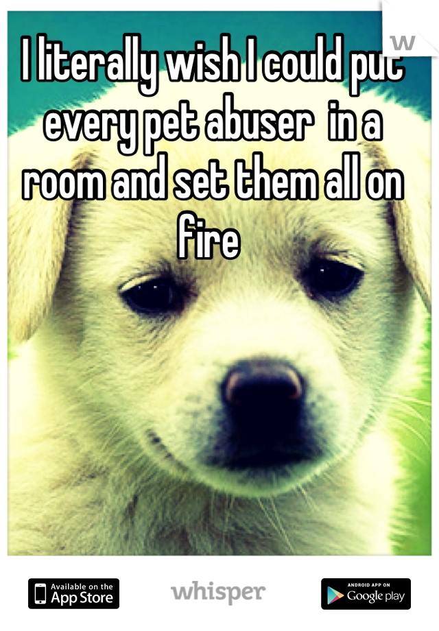 I literally wish I could put every pet abuser  in a room and set them all on fire 