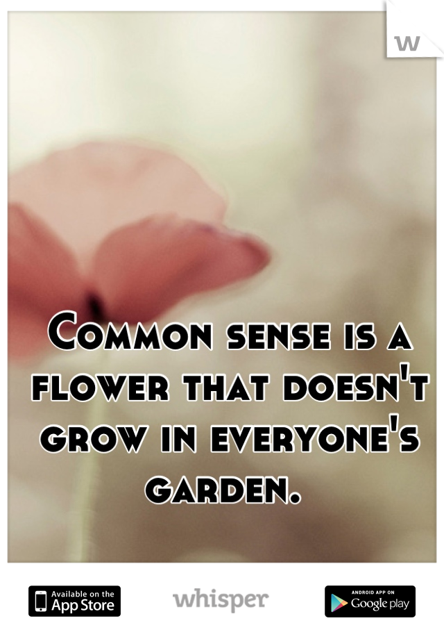 Common sense is a flower that doesn't grow in everyone's garden. 