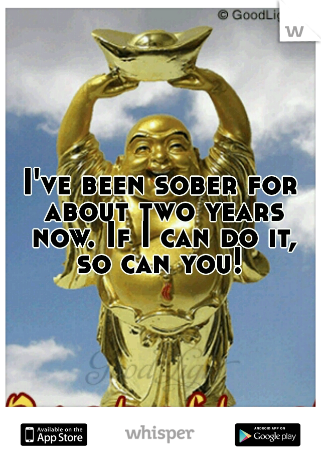 I've been sober for about two years now. If I can do it, so can you! 