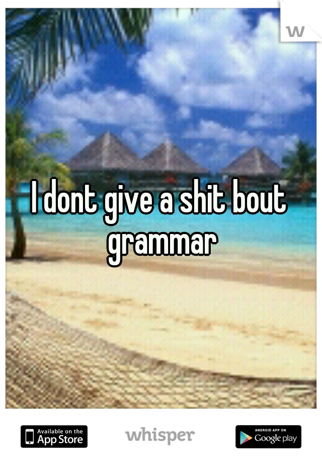 I dont give a shit bout grammar