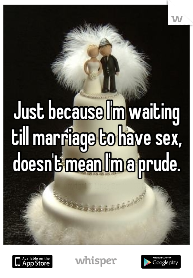 Just because I'm waiting till marriage to have sex, doesn't mean I'm a prude.