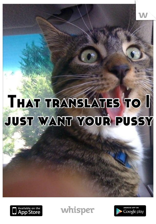 That translates to I just want your pussy