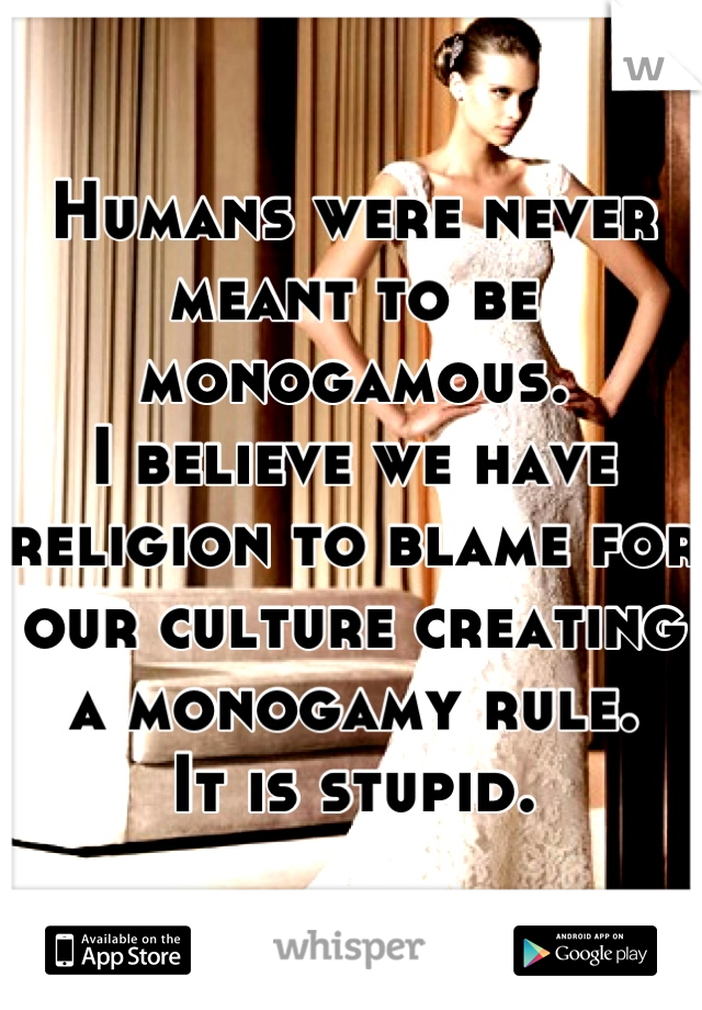 Humans were never meant to be monogamous.
I believe we have religion to blame for our culture creating a monogamy rule.
It is stupid.