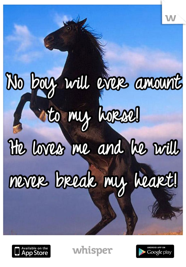 No boy will ever amount to my horse! 
He loves me and he will never break my heart!