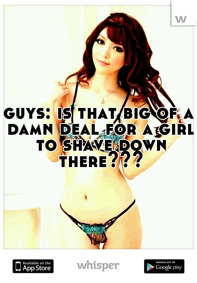 guys: is that big of a damn deal for a girl to shave down there???