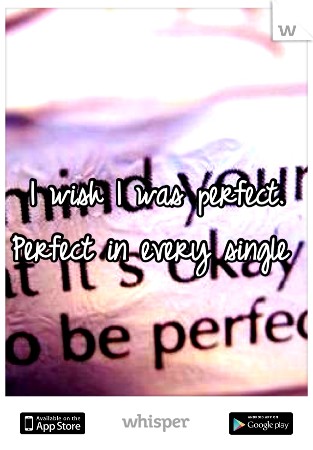 I wish I was perfect.  Perfect in every single 