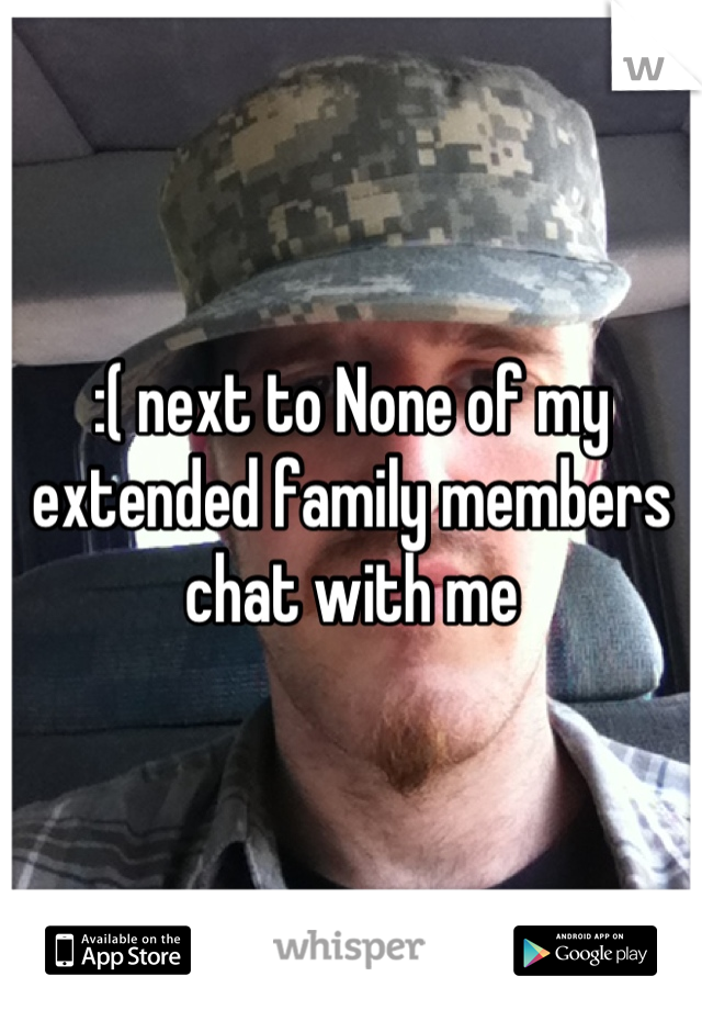 :( next to None of my extended family members chat with me