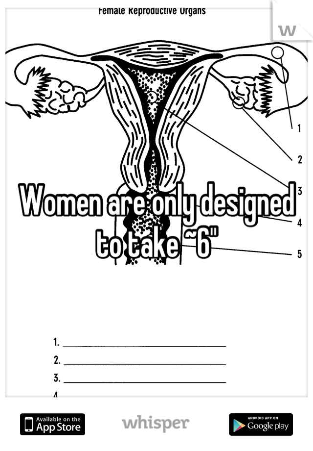 Women are only designed to take ~6"
