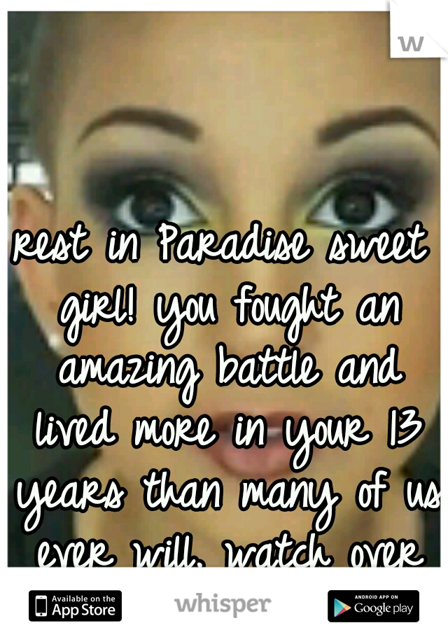 rest in Paradise sweet girl! you fought an amazing battle and lived more in your 13 years than many of us ever will. watch over us Talia Joy <3 