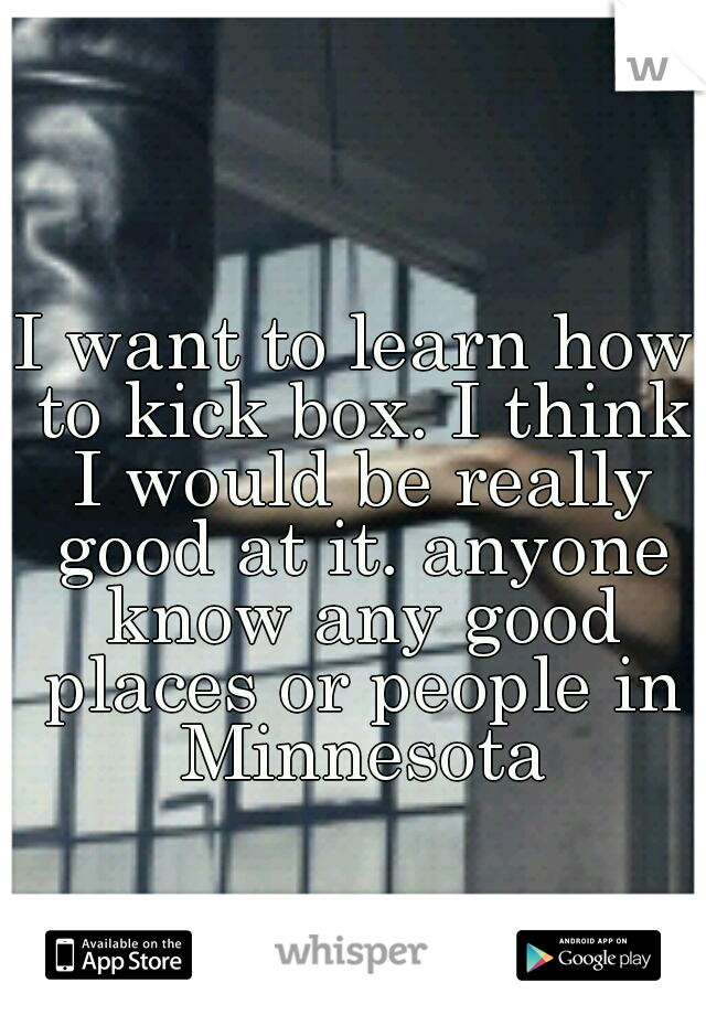 I want to learn how to kick box. I think I would be really good at it. anyone know any good places or people in Minnesota