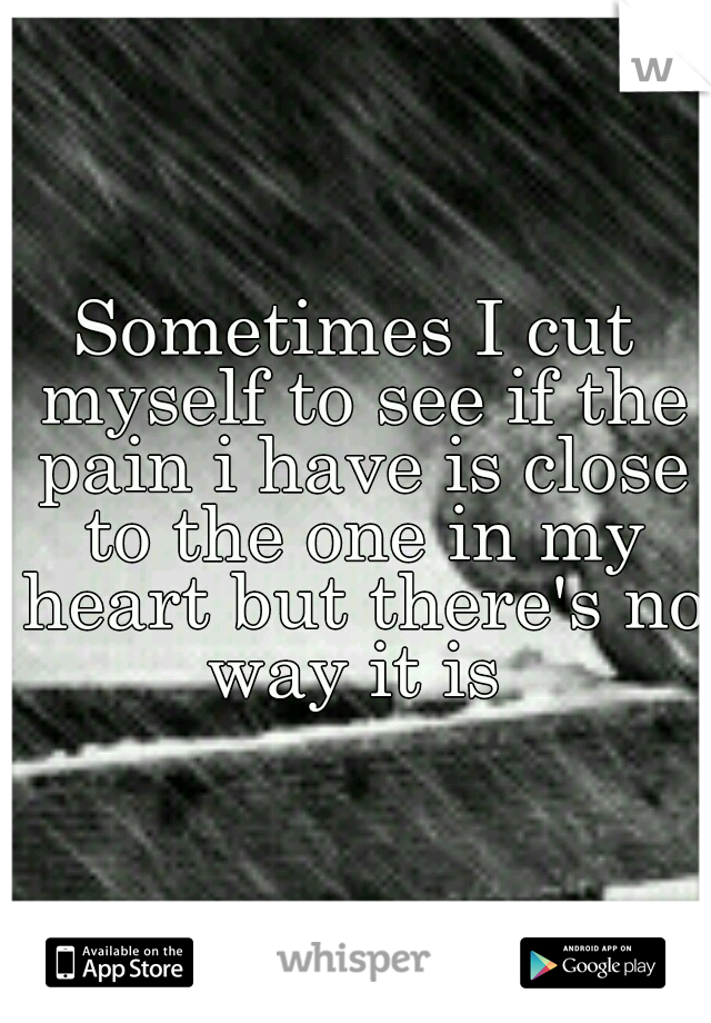 Sometimes I cut myself to see if the pain i have is close to the one in my heart but there's no way it is 