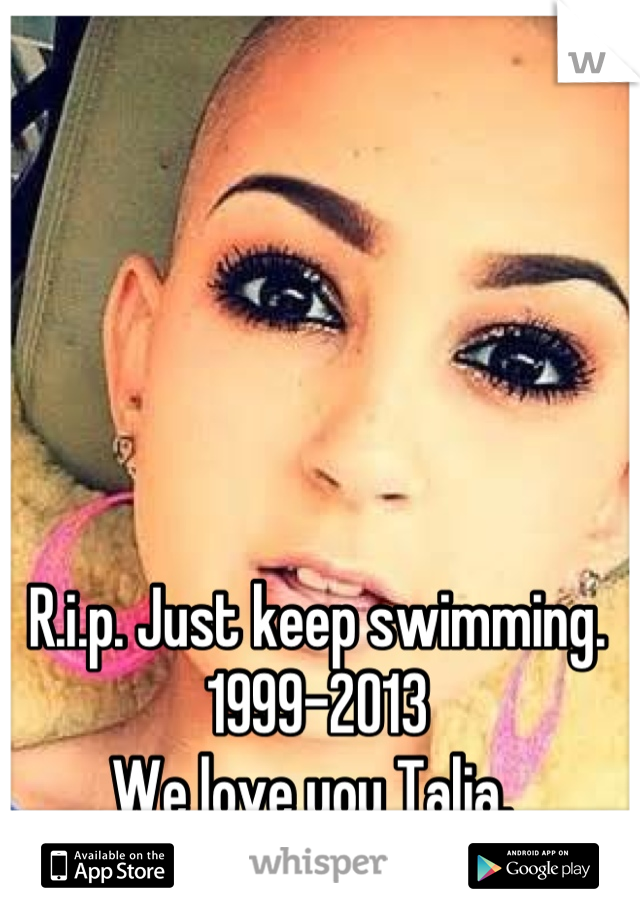 R.i.p. Just keep swimming. 
1999-2013
We love you Talia. 