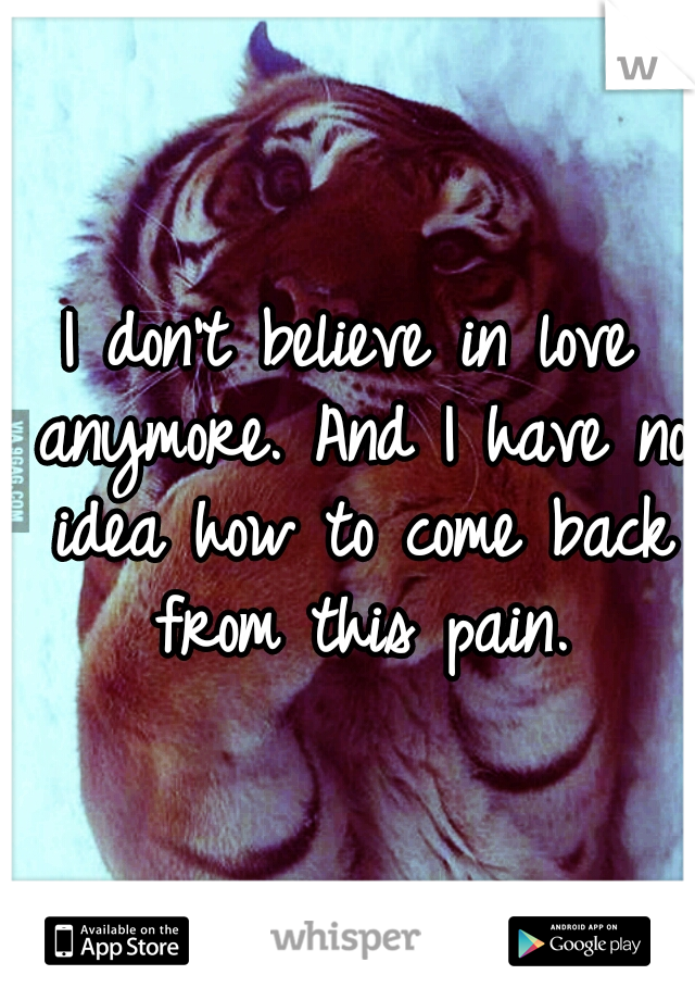 I don't believe in love anymore. And I have no idea how to come back from this pain.