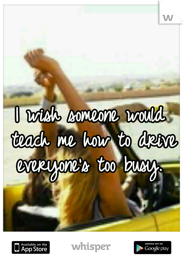 I wish someone would teach me how to drive everyone's too busy. 