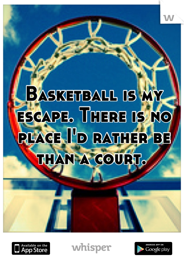 Basketball is my escape. There is no place I'd rather be than a court. 