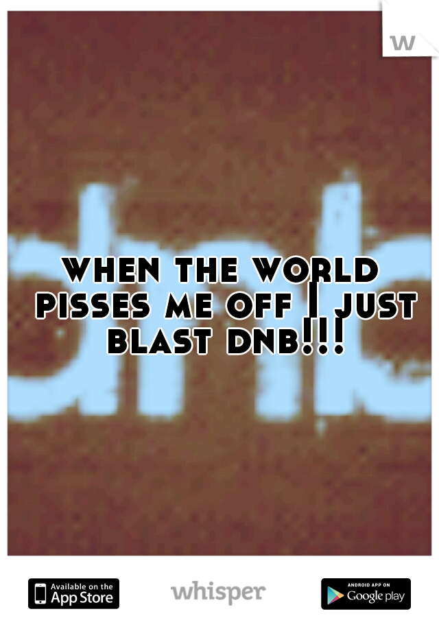 when the world pisses me off I just blast dnb!!!