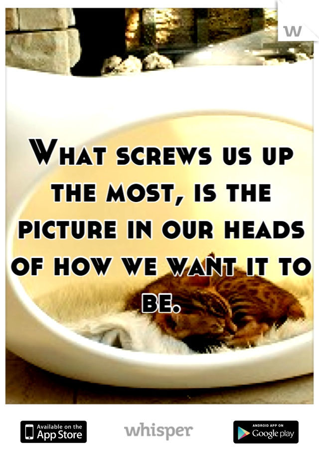 What screws us up the most, is the picture in our heads of how we want it to be.