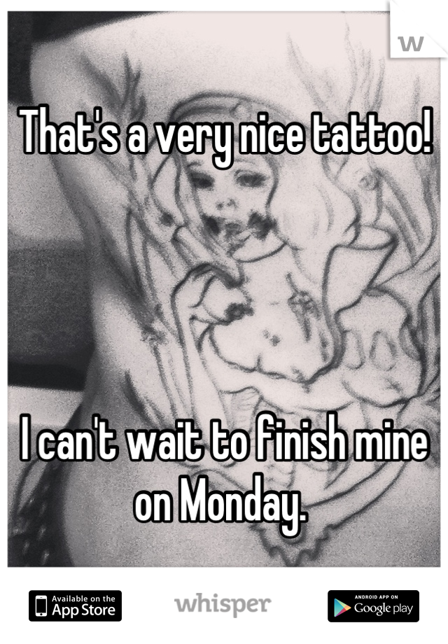 That's a very nice tattoo! 




I can't wait to finish mine on Monday. 