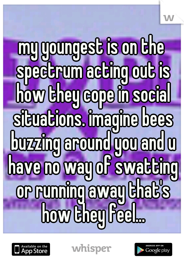 my youngest is on the spectrum acting out is how they cope in social situations. imagine bees buzzing around you and u have no way of swatting or running away that's how they feel...