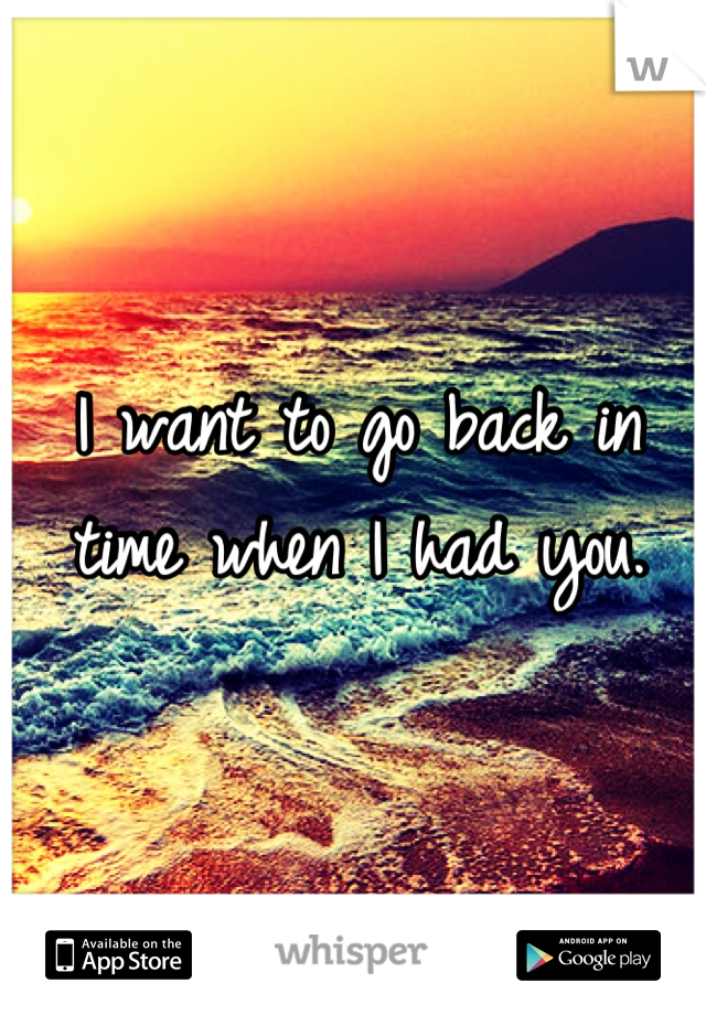 I want to go back in time when I had you.