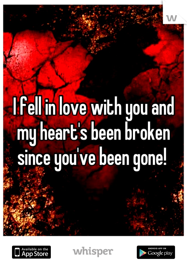 I fell in love with you and my heart's been broken since you've been gone! 