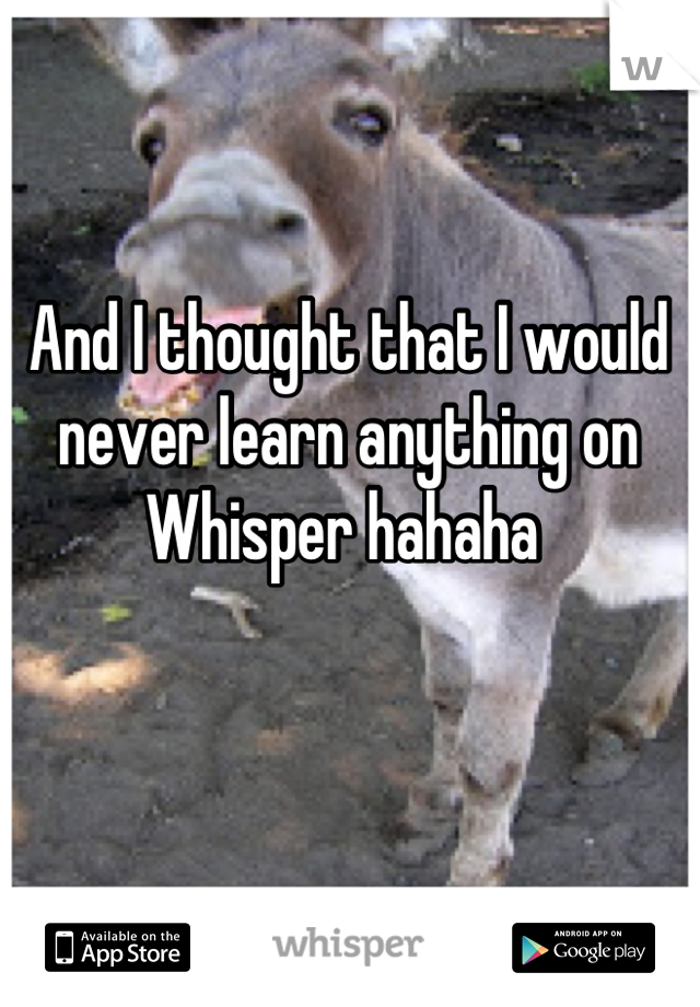 And I thought that I would never learn anything on Whisper hahaha 