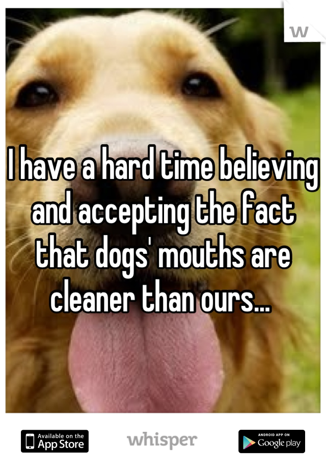 I have a hard time believing and accepting the fact that dogs' mouths are cleaner than ours... 