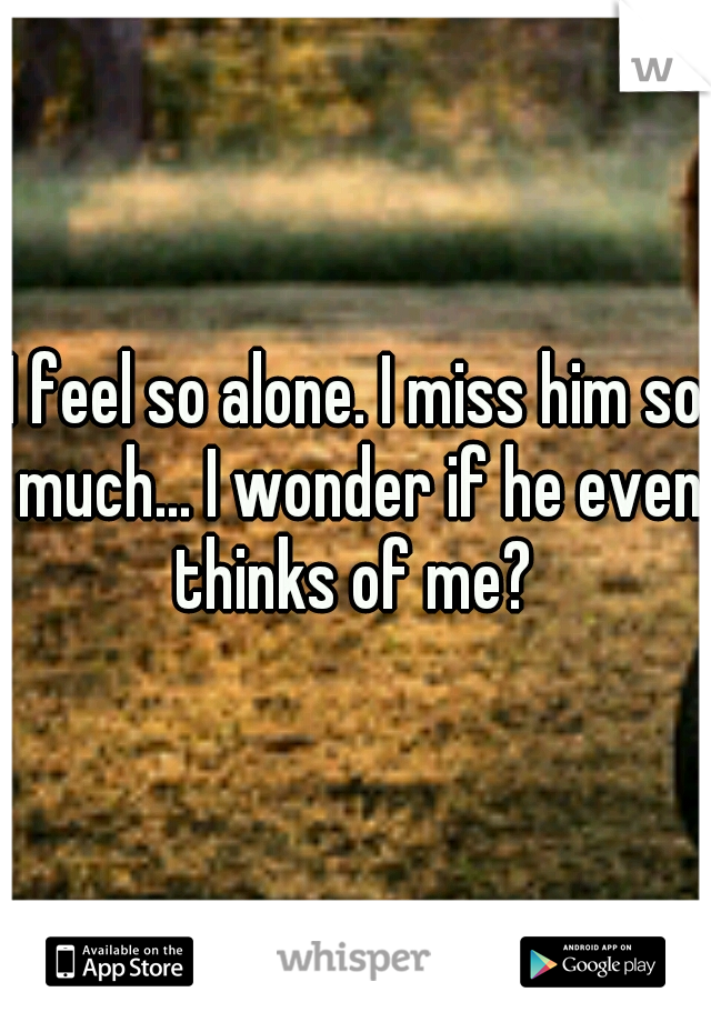 I feel so alone. I miss him so much... I wonder if he even thinks of me? 