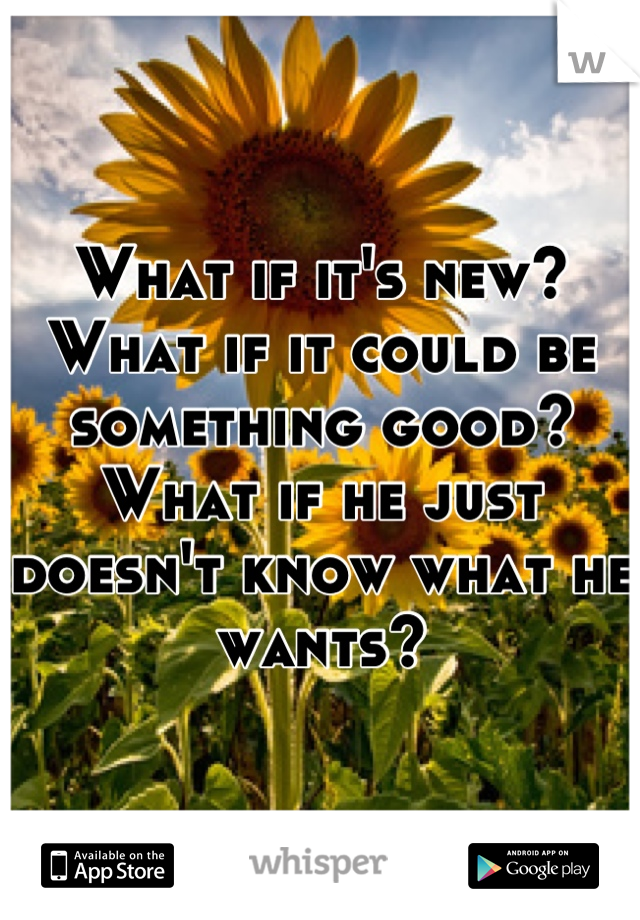 What if it's new? What if it could be something good? What if he just doesn't know what he wants?