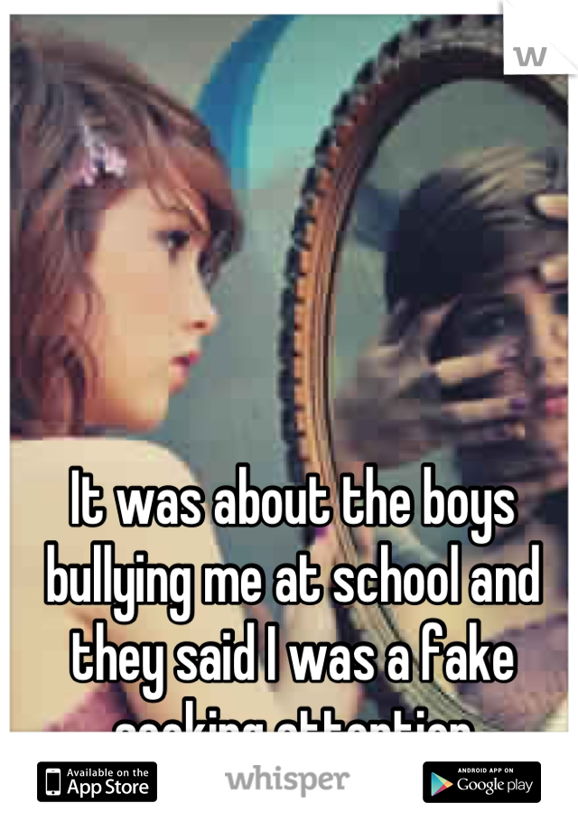 It was about the boys bullying me at school and they said I was a fake seeking attention