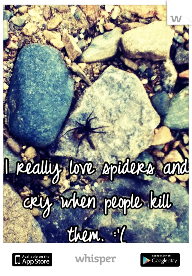 I really love spiders and cry when people kill them. :'(