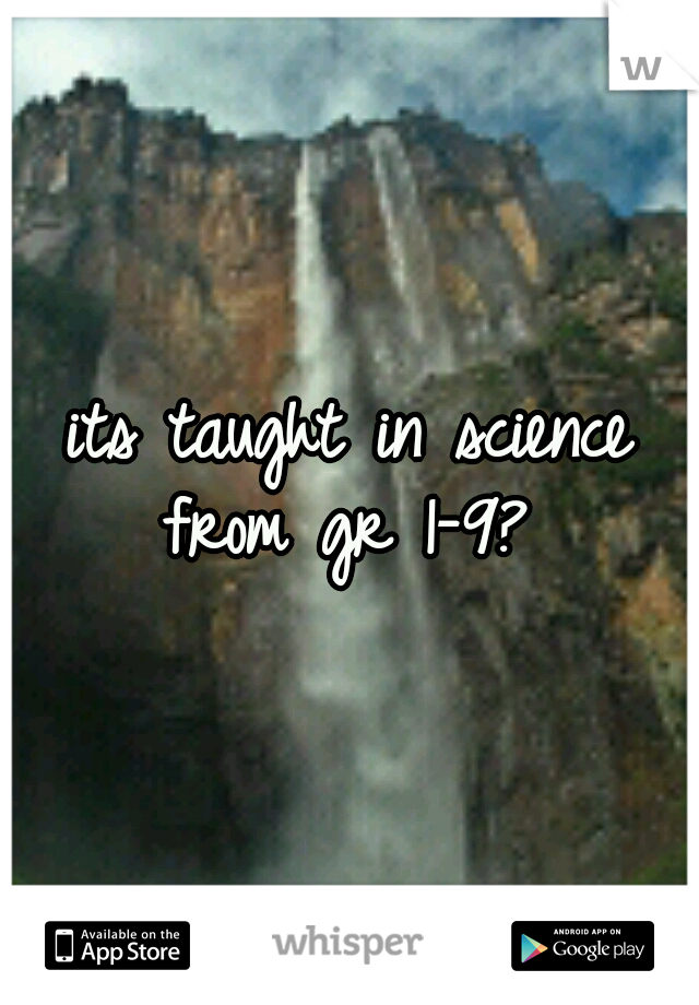its taught in science from gr 1-9? 