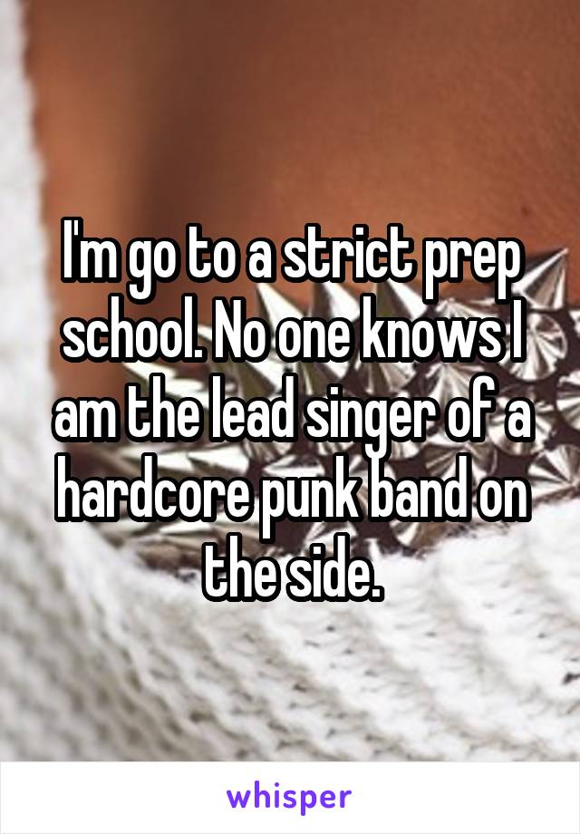 I'm go to a strict prep school. No one knows I am the lead singer of a hardcore punk band on the side.