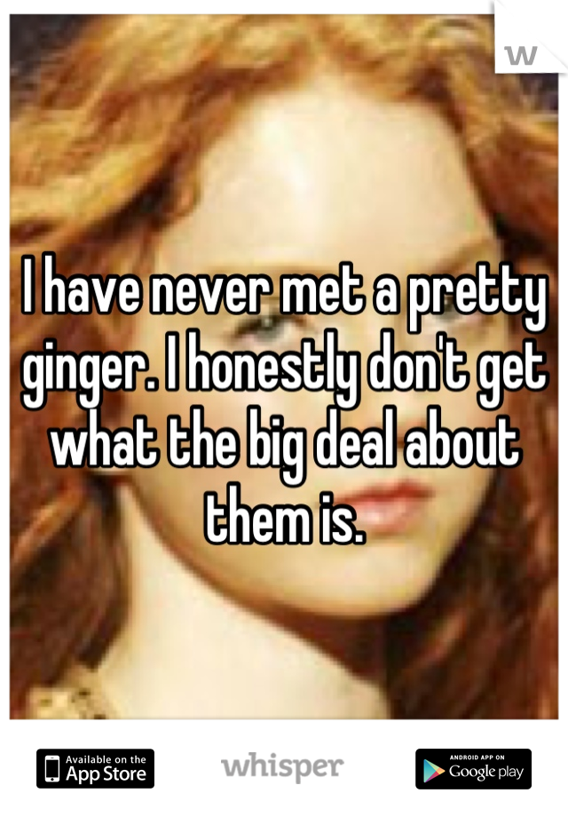 I have never met a pretty ginger. I honestly don't get what the big deal about them is.