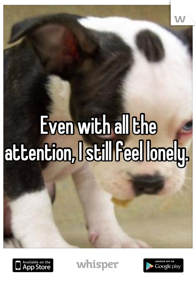 Even with all the attention, I still feel lonely. 