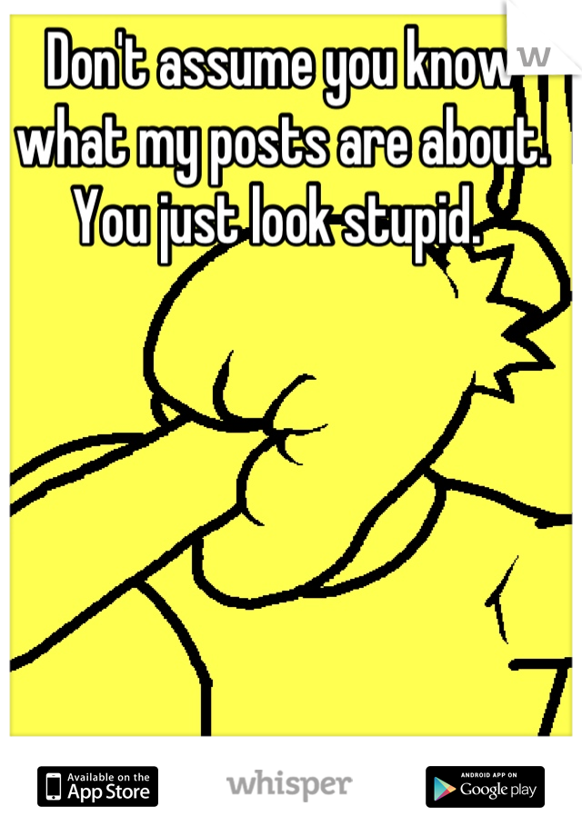 Don't assume you know what my posts are about. You just look stupid. 