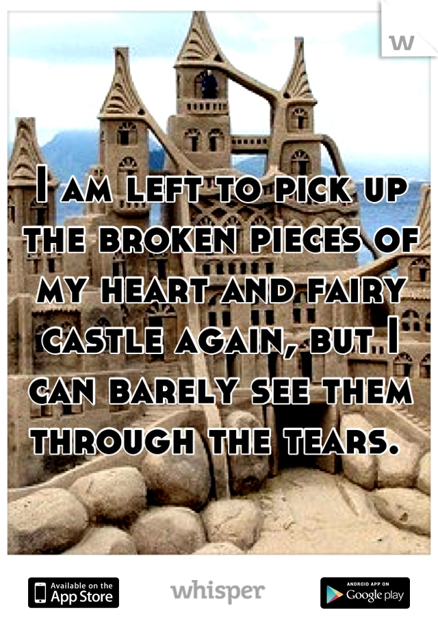 I am left to pick up the broken pieces of my heart and fairy castle again, but I can barely see them through the tears. 