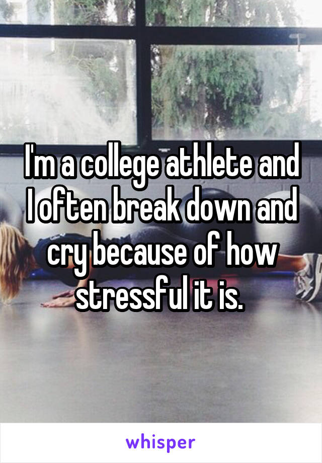 I'm a college athlete and I often break down and cry because of how stressful it is. 