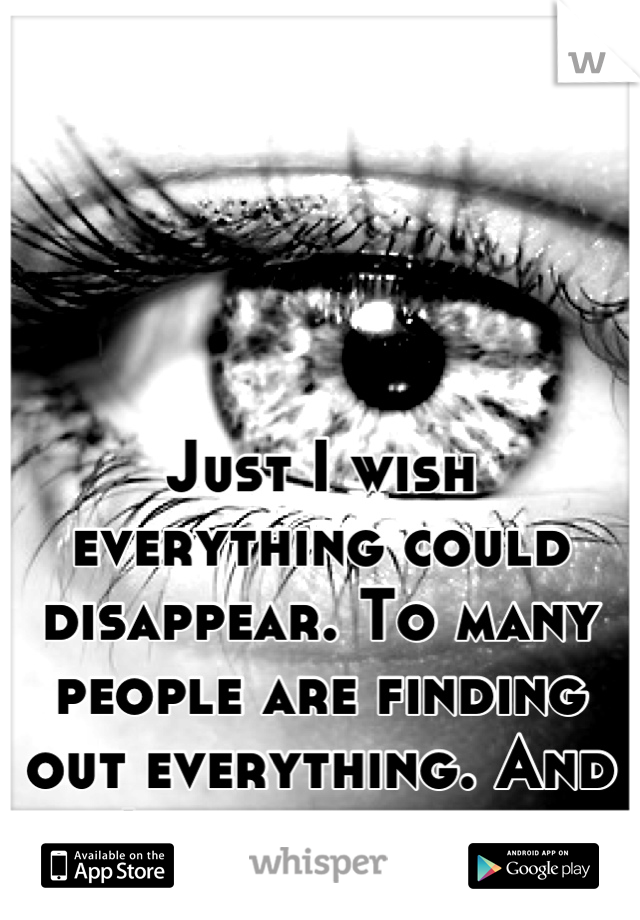 Just I wish everything could disappear. To many people are finding out everything. And it's just to much.