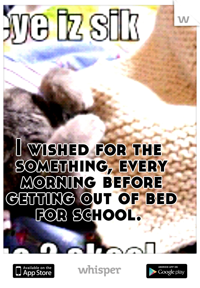 I wished for the something, every morning before getting out of bed for school. 