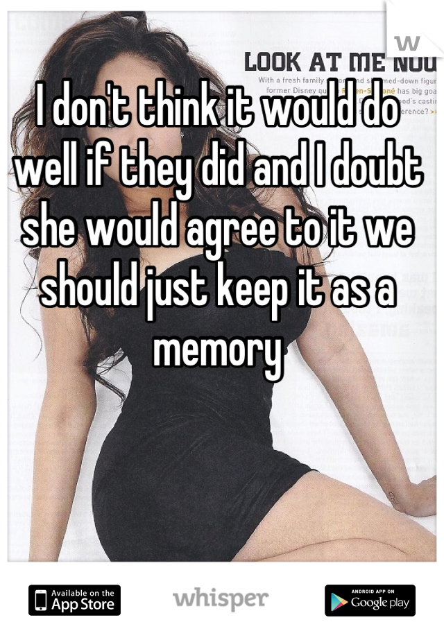 I don't think it would do well if they did and I doubt she would agree to it we should just keep it as a memory