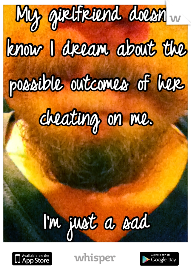 My girlfriend doesn't know I dream about the possible outcomes of her cheating on me. 


I'm just a sad motherfucker I guess. 