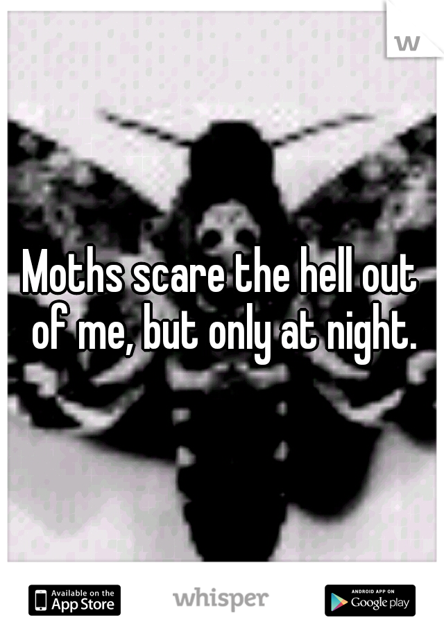 Moths scare the hell out of me, but only at night.