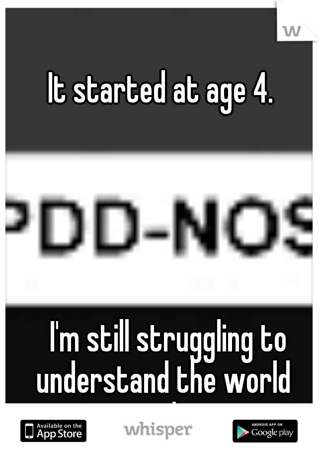 It started at age 4. 































































































I'm still struggling to understand the world around me. 