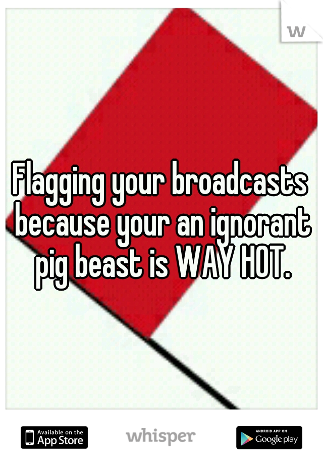 Flagging your broadcasts because your an ignorant pig beast is WAY HOT.