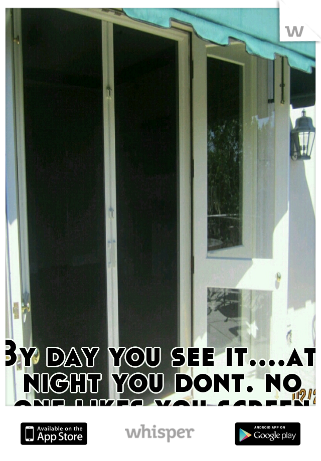 By day you see it....at night you dont. no one likes you screen doors