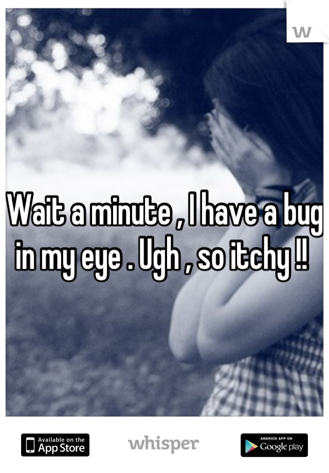 Wait a minute , I have a bug in my eye . Ugh , so itchy !! 