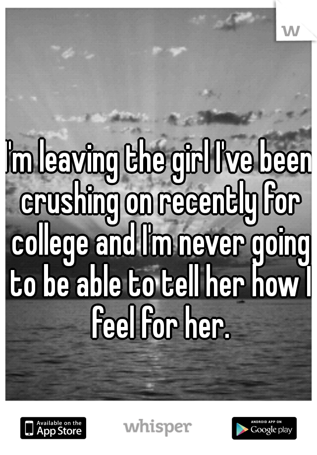 I'm leaving the girl I've been crushing on recently for college and I'm never going to be able to tell her how I feel for her.